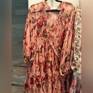 Zimmermann Floral Pink Ruffle Dress